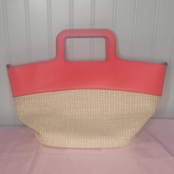 Simply Vera Vera Wang Top Handle Straw Satchel Bag - Picture 2 of 7